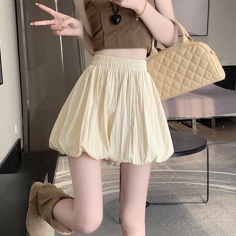 High Waist Plain Paperbag Mini Skort