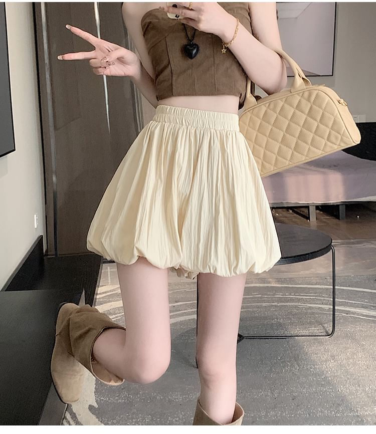 High Waist Plain Paperbag Mini Skort