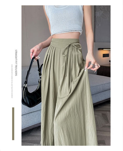 High Waist Plain Pleated Cropped Culottes