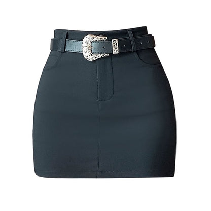 High Waist Plain Mini Pencil Skort