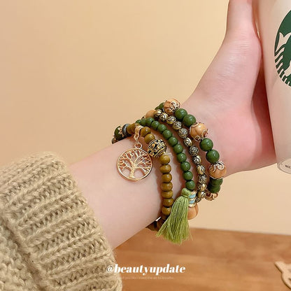 Tassel / Faux Gemstone / Wooden Bead Bracelet / Set (Various Designs)