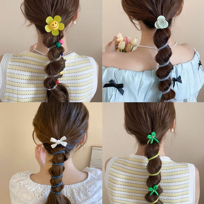 Floral / Ribbon / Bead Coil Hair Tie (Various Designs)