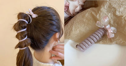 Floral / Ribbon / Bead Coil Hair Tie (Various Designs)