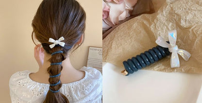 Floral / Ribbon / Bead Coil Hair Tie (Various Designs)