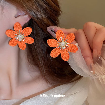 Droplet / Hamsa Hand Tassel Alloy Chandelier Earring