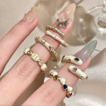 Embellished Glaze Alloy Open Ring (Various Designs)