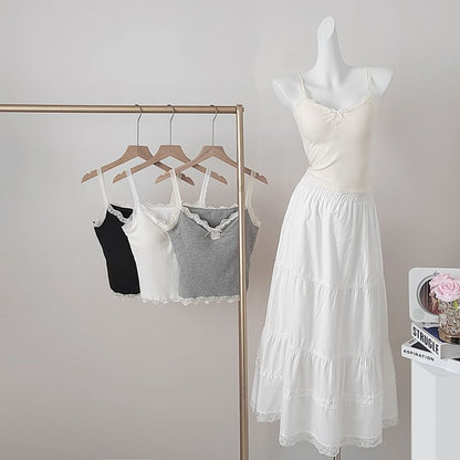 Padded Camisole - V-Neck Lace Trim Crop