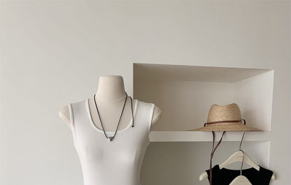 Sleeveless Scoop Neck Plain Ribbed Mini A-Line Dress