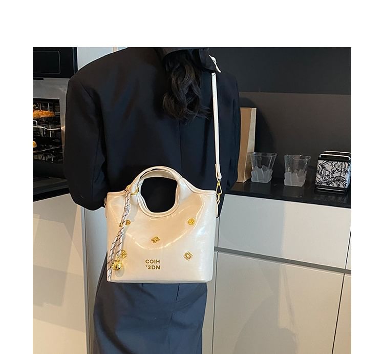 Faux Leather Top Handle Bucket Bag