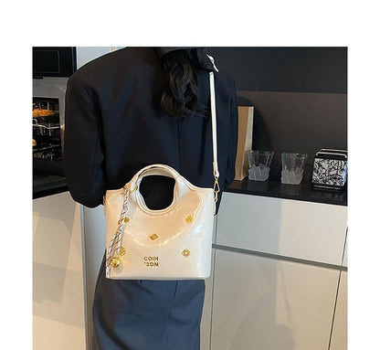 Faux Leather Top Handle Bucket Bag