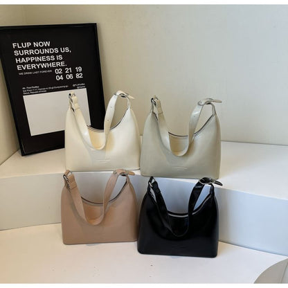 Faux Leather Lettering Shoulder Bag