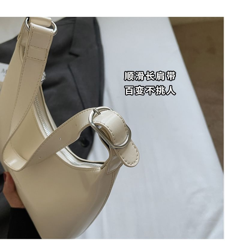 Faux Leather Lettering Shoulder Bag