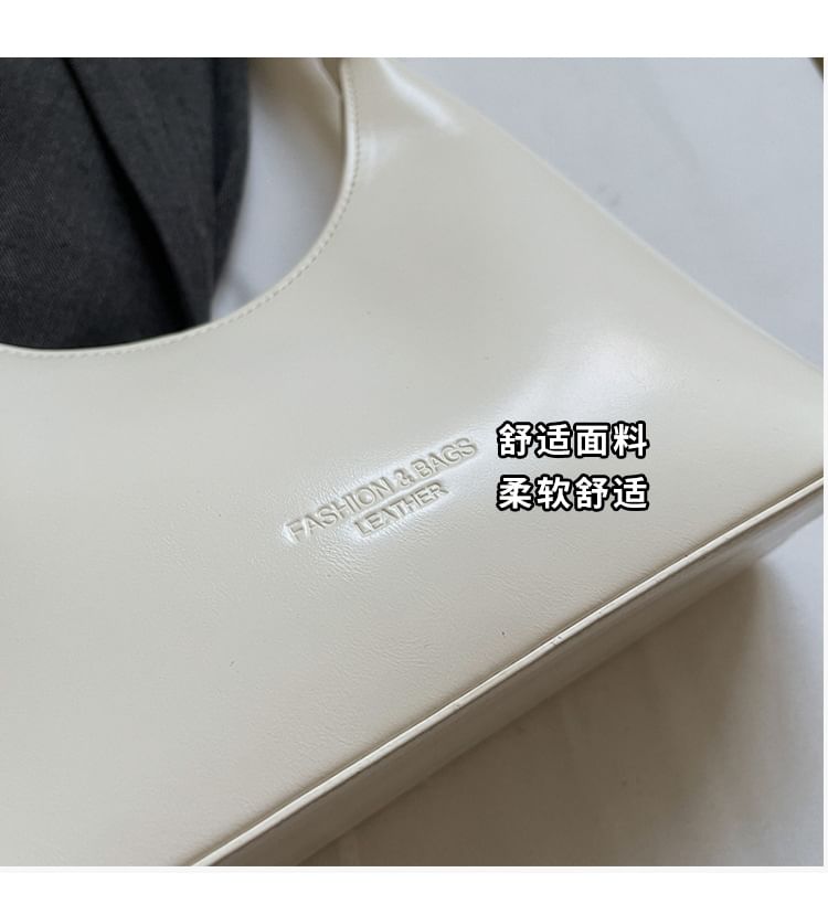 Faux Leather Lettering Shoulder Bag
