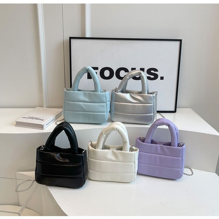 Plain Top Handle Bucket Bag