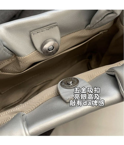 Plain Top Handle Bucket Bag