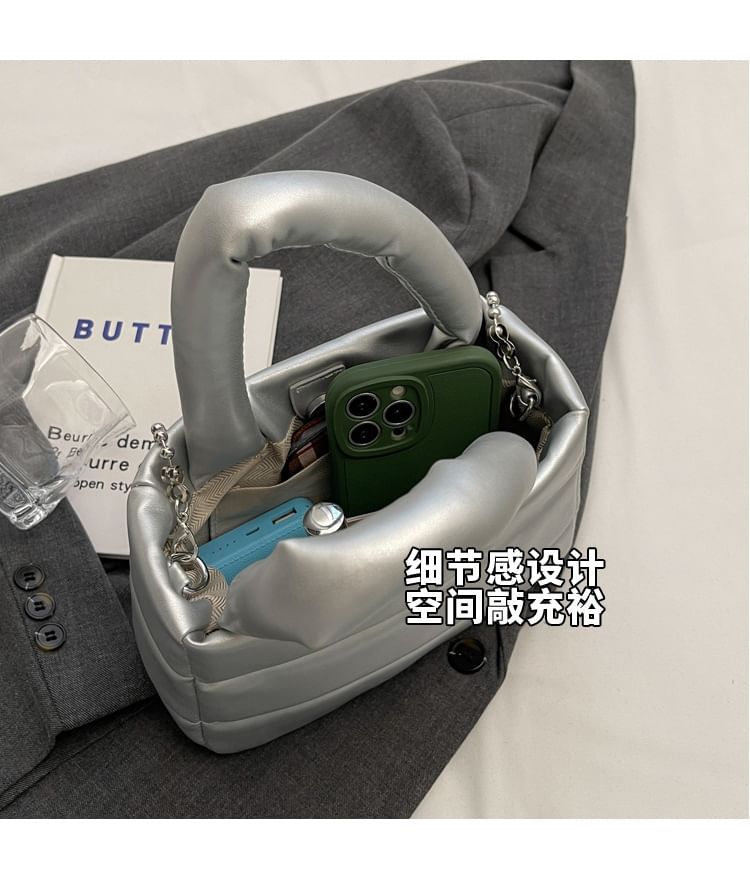 Plain Top Handle Bucket Bag