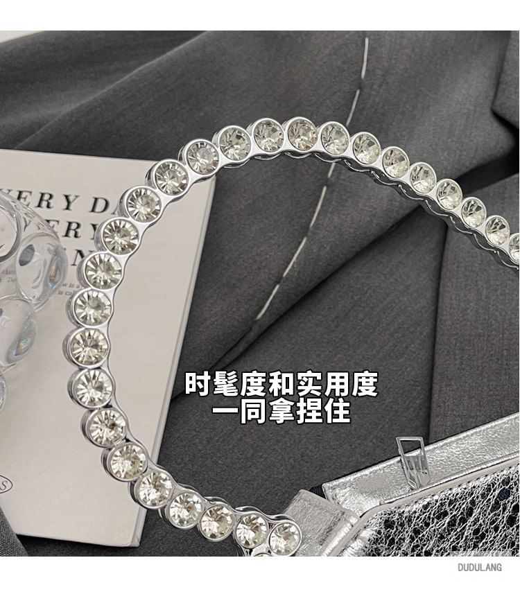 Rhinestone Heart Velvet Hand Bag