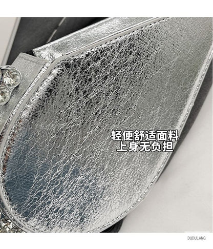 Rhinestone Heart Velvet Hand Bag