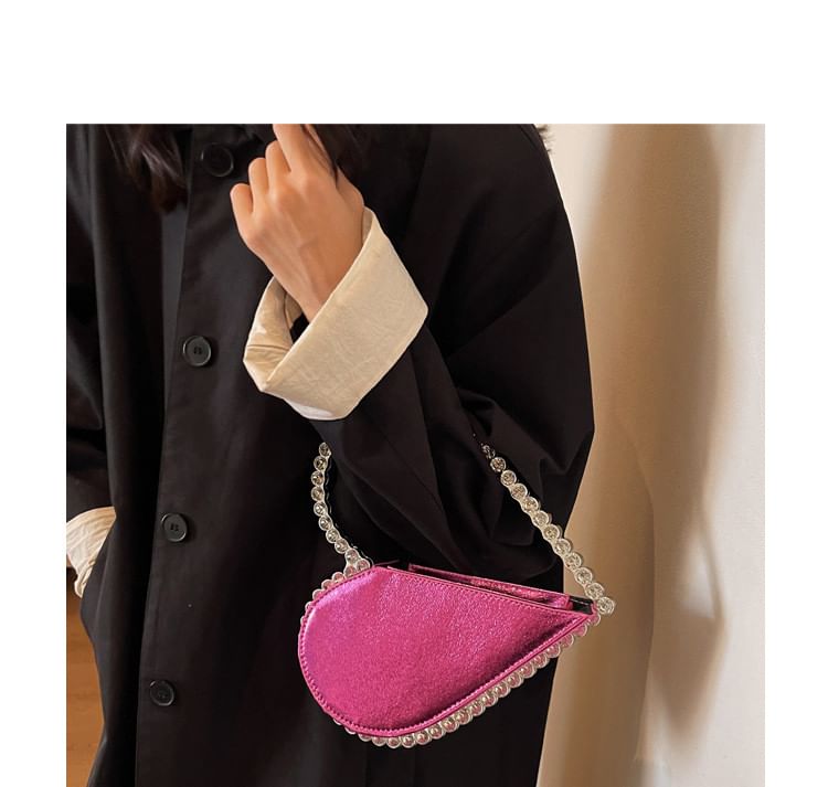 Rhinestone Heart Velvet Hand Bag