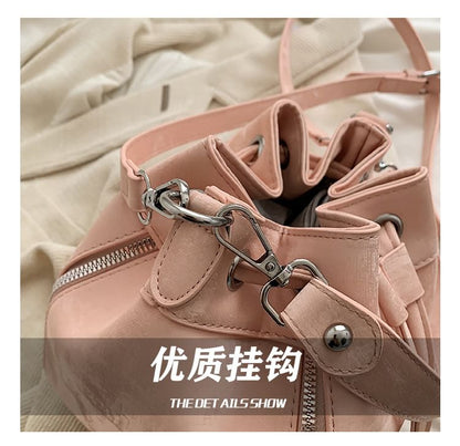 Faux Leather Drawstring Bucket Bag