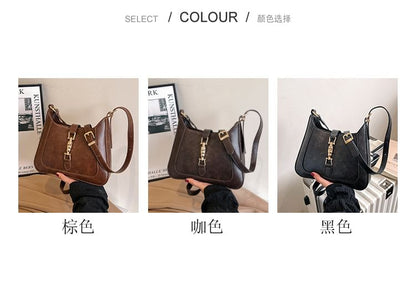 Faux Leather Buckled Crossbody Bag