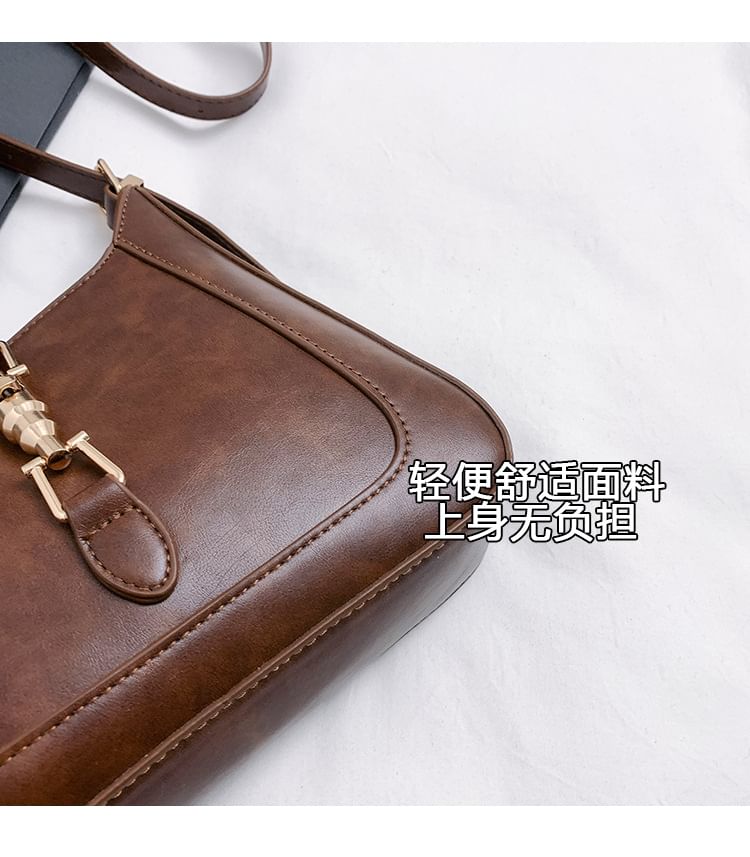 Faux Leather Buckled Crossbody Bag