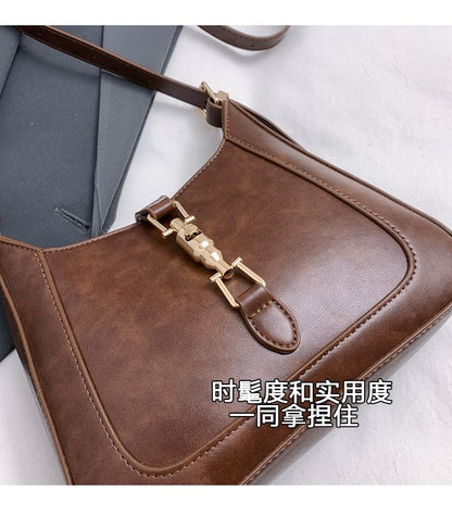 Faux Leather Buckled Crossbody Bag