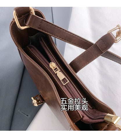 Faux Leather Buckled Crossbody Bag