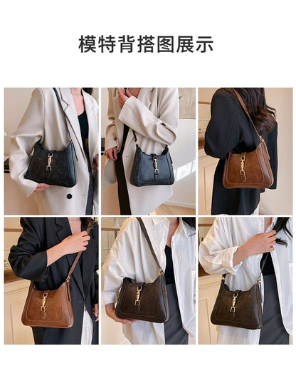 Faux Leather Buckled Crossbody Bag