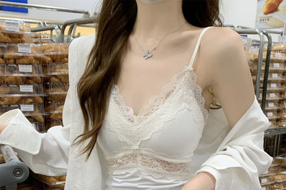 Lace Trim V-Neck Cami Top