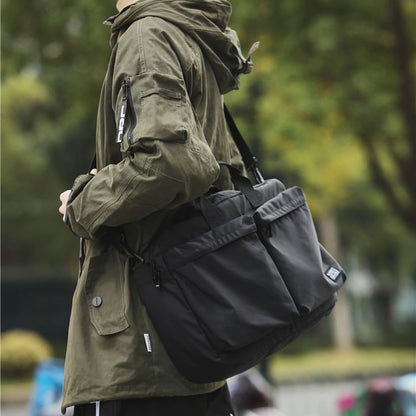 Multi-Pocket Nylon Crossbody Bag