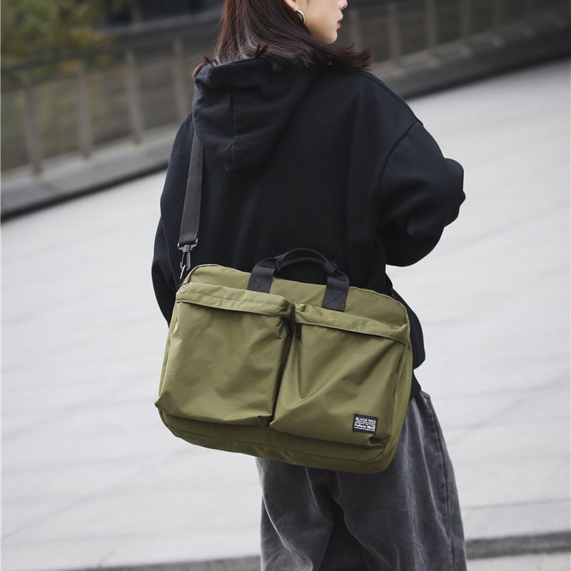 Multi-Pocket Nylon Crossbody Bag