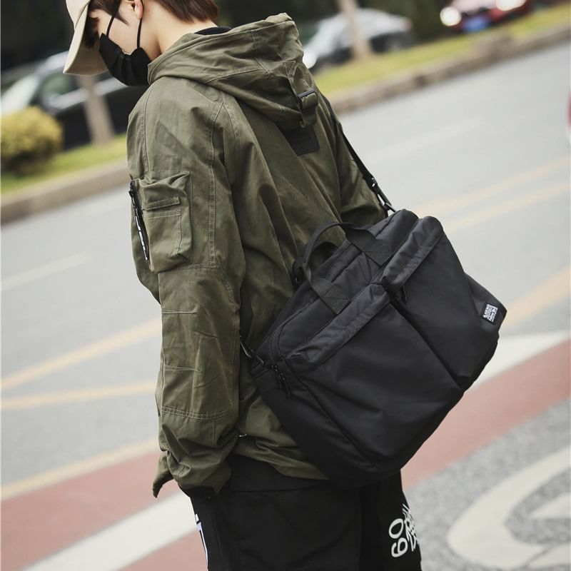 Multi-Pocket Nylon Crossbody Bag