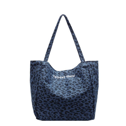 Leopard Print Denim Tote Bag