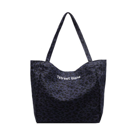 Leopard Print Denim Tote Bag
