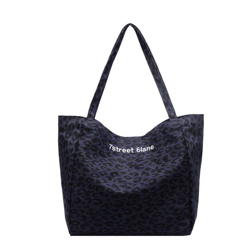 Leopard Print Denim Tote Bag