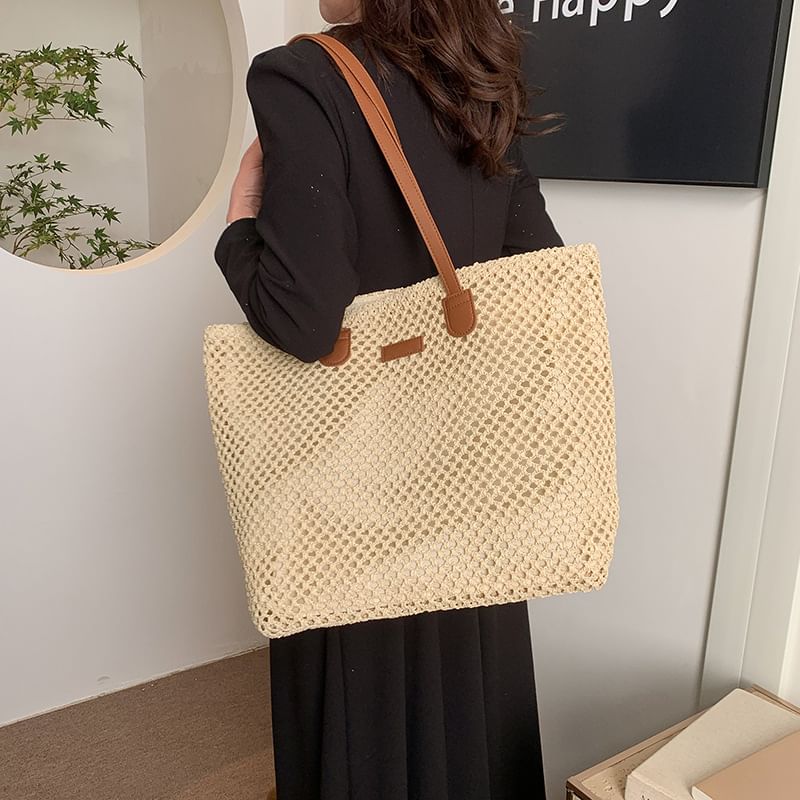 Perforated Straw Tote Bag