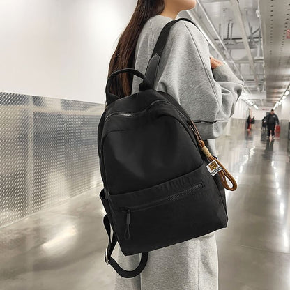 Set: Plain Nylon Laptop Backpack + Bag Charm