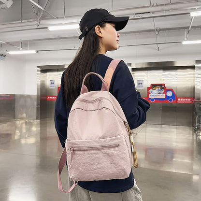 Set: Plain Nylon Laptop Backpack + Bag Charm