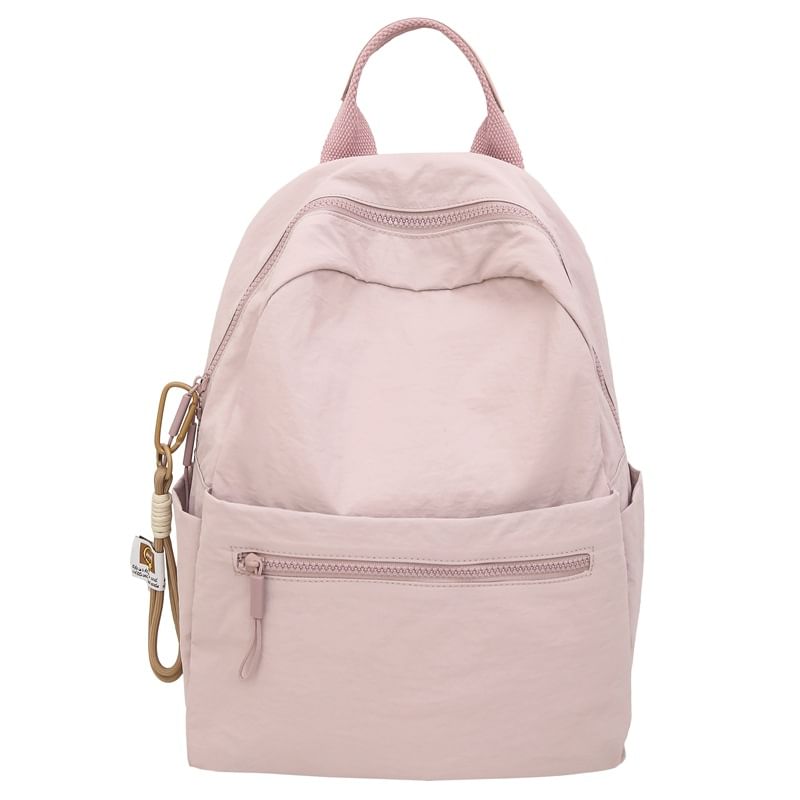 Set: Plain Nylon Laptop Backpack + Bag Charm