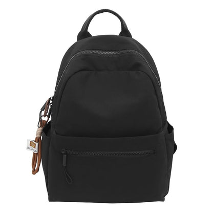 Set: Plain Nylon Laptop Backpack + Bag Charm
