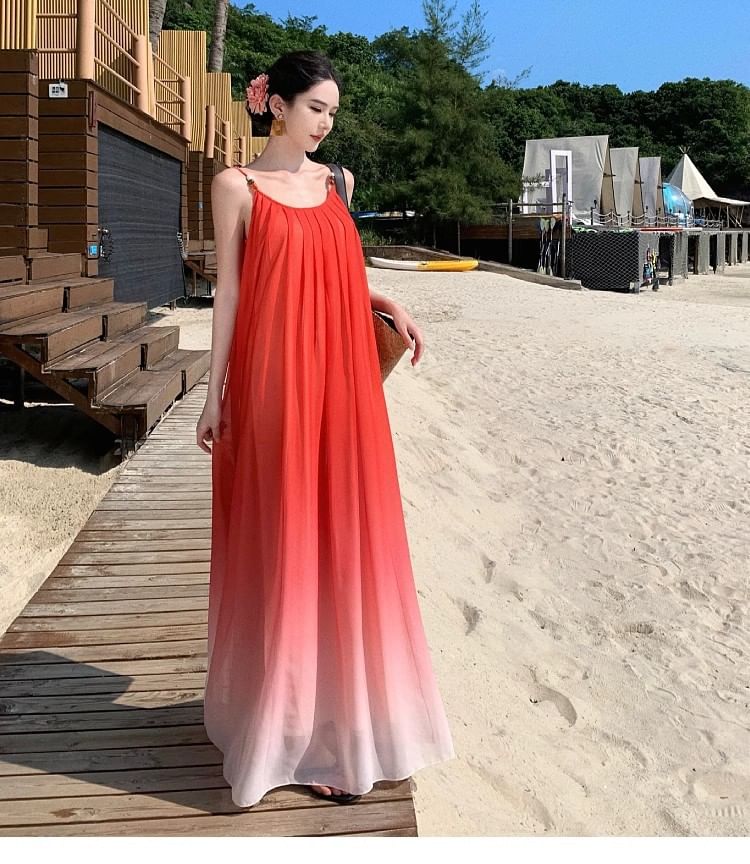 Ombre Maxi Sundress with Spaghetti Straps