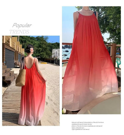 Ombre Maxi Sundress with Spaghetti Straps
