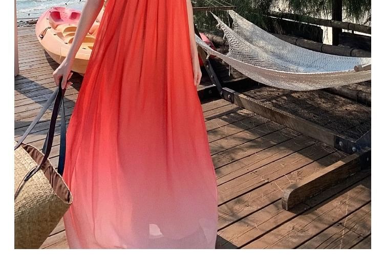 Ombre Maxi Sundress with Spaghetti Straps