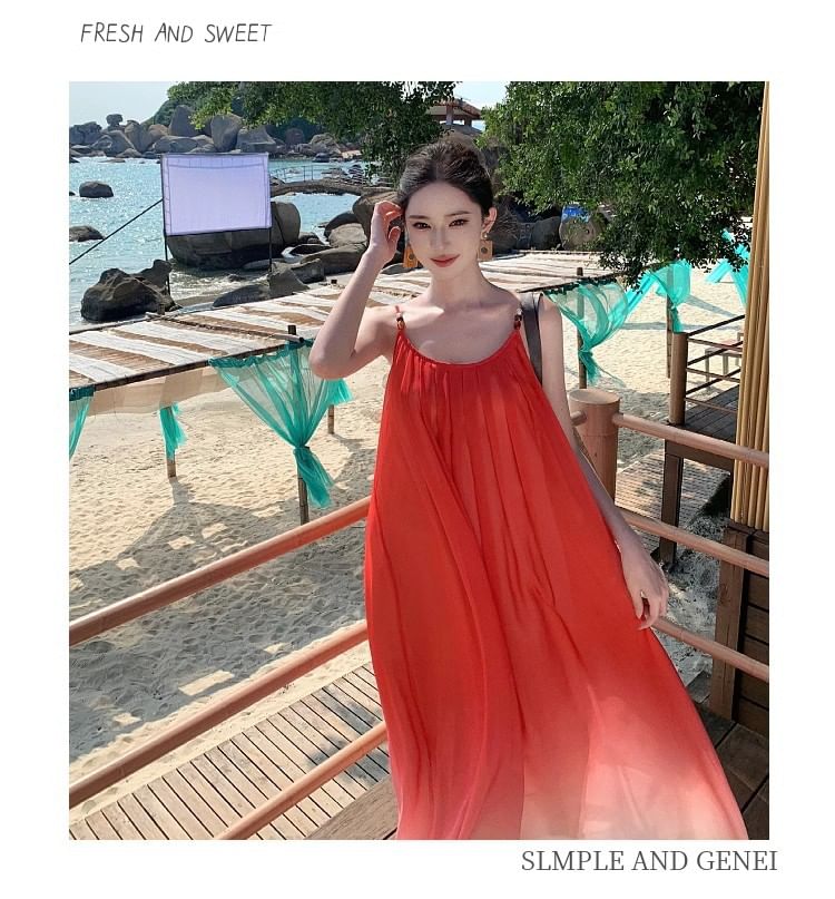 Ombre Maxi Sundress with Spaghetti Straps
