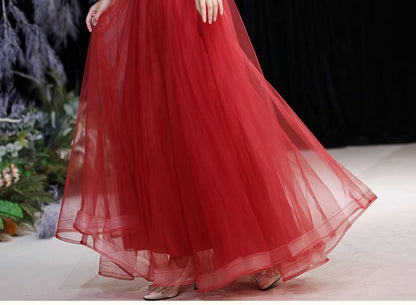 Short-Sleeve Mock Neck Sequin Mesh Overlay Maxi A-Line Evening Dress