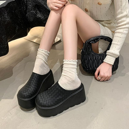 Platform Plain Faux Leather Mules