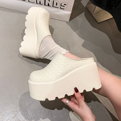 Platform Plain Faux Leather Mules