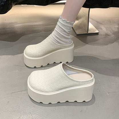 Platform Plain Faux Leather Mules