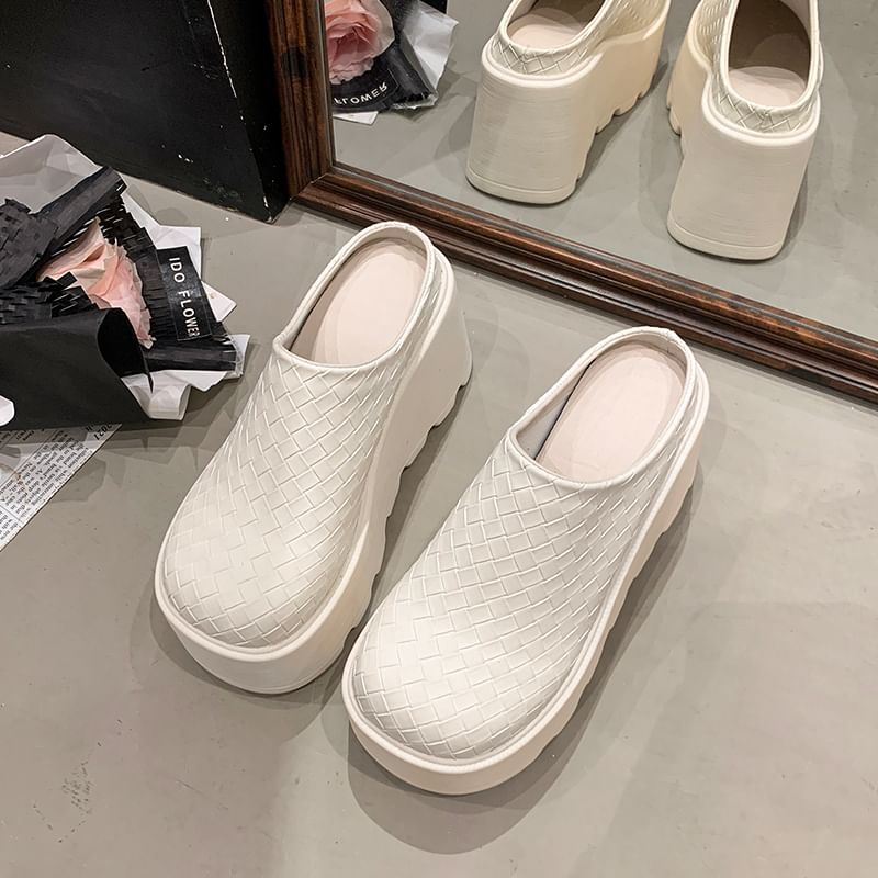 Platform Plain Faux Leather Mules
